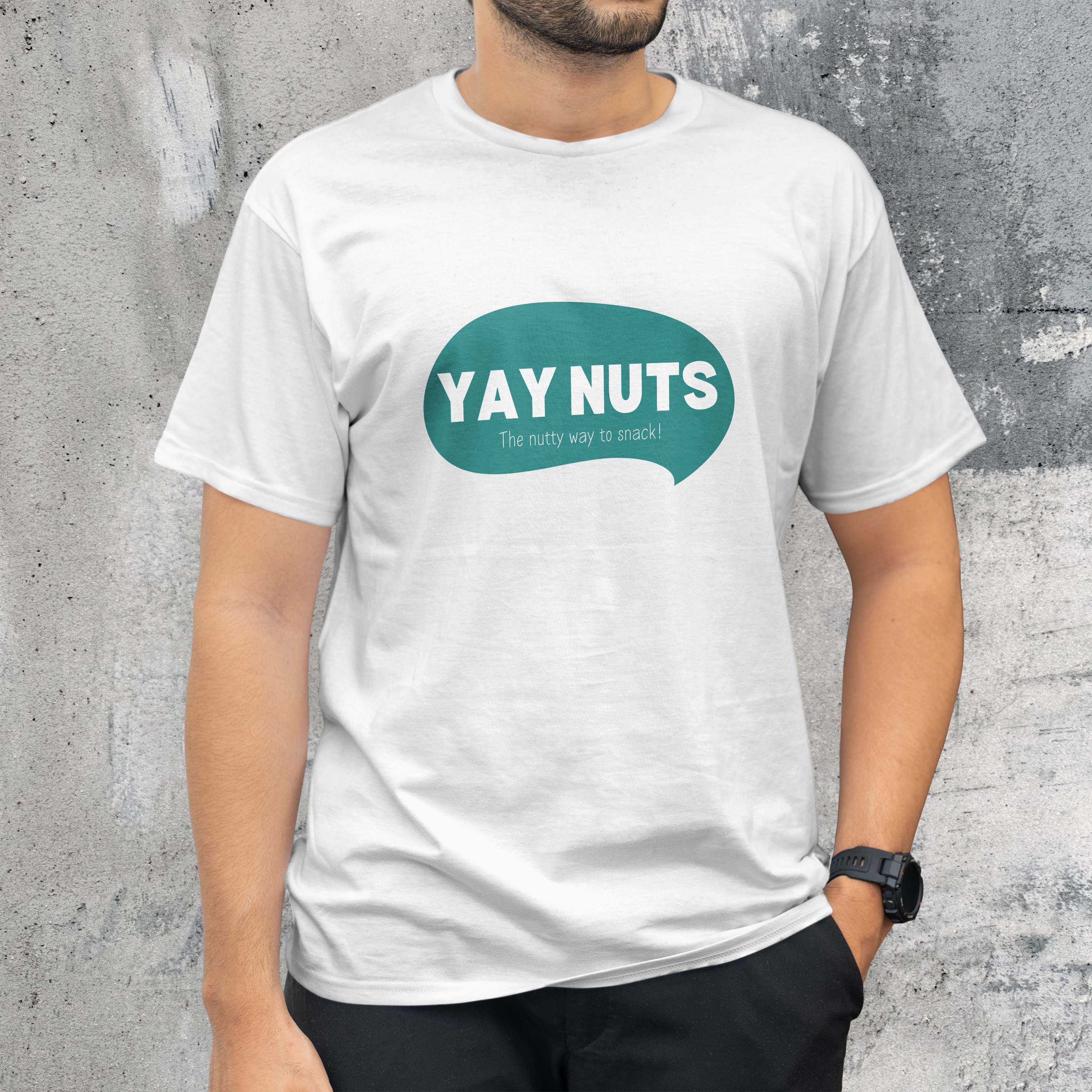 Custom DTF printed white t-shirt featuring a teal chest graphic, produced by Alison's Printshop in Mahwah, NJ.