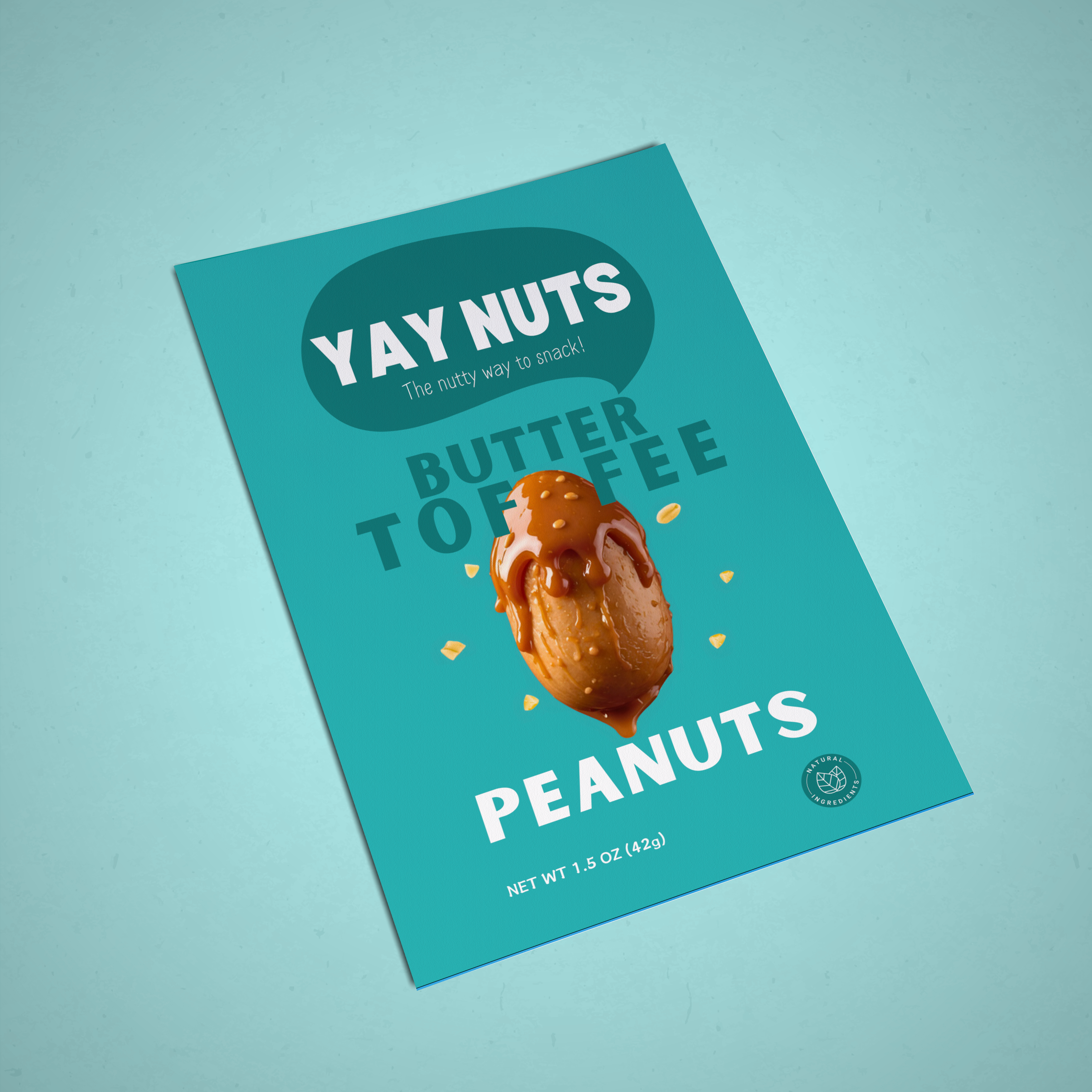 Professional custom printed marketing flyer for Yay Nuts snack brand, produced by Alison's Printshop in Mahwah, NJ.