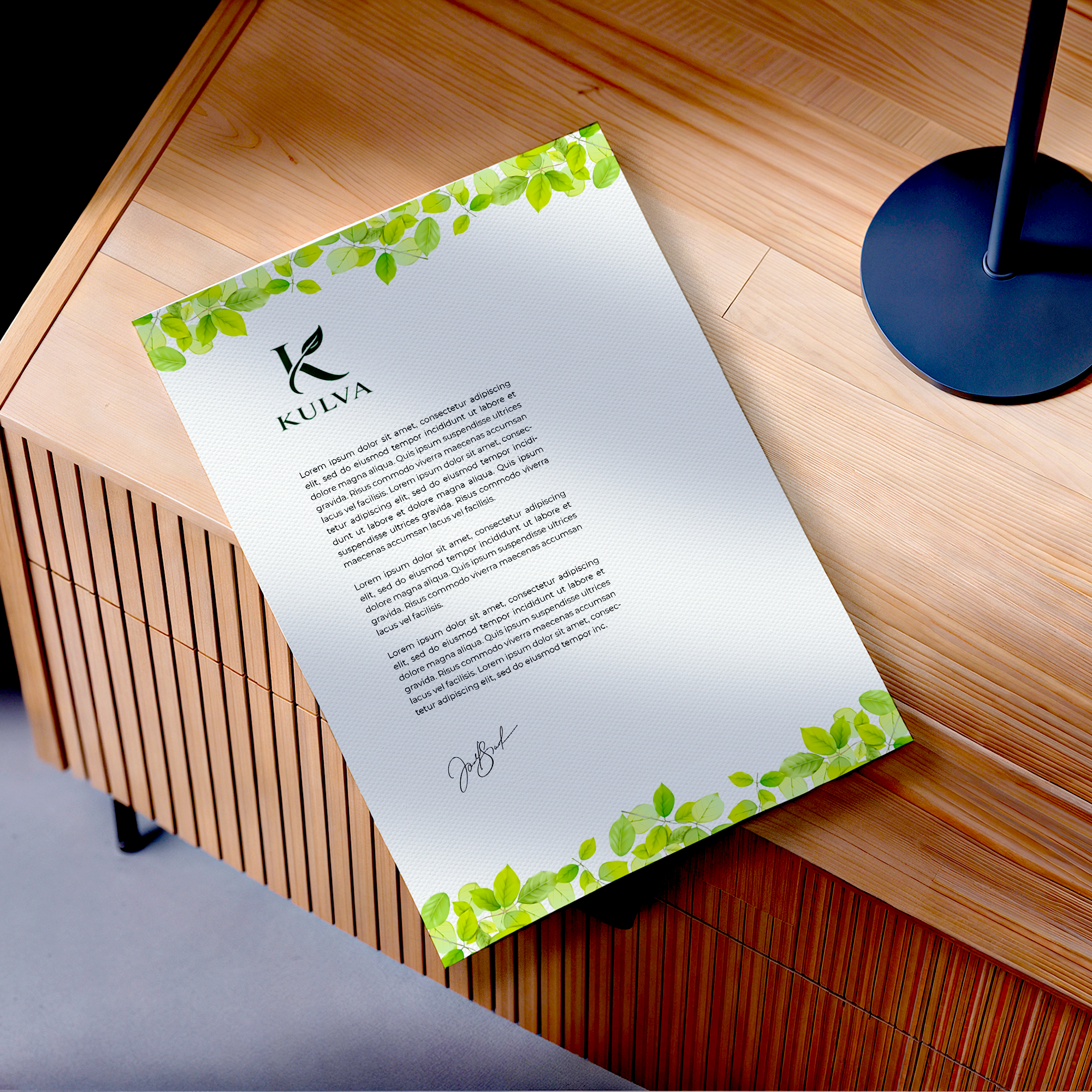 Custom printed business letterhead featuring a botanical design, produced by Alison's Printshop in Mahwah, NJ.
