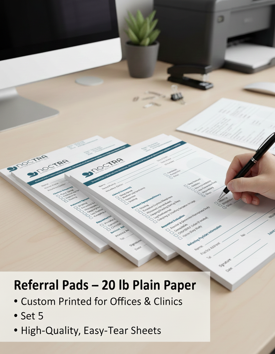 Referral Pads – 20 lb Plain Paper, Custom Printed for Offices & Clinics (Set of 5)