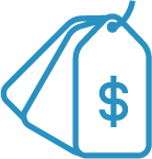 Price tag icon representing affordable starting rates for Coroplast signs and business cards.