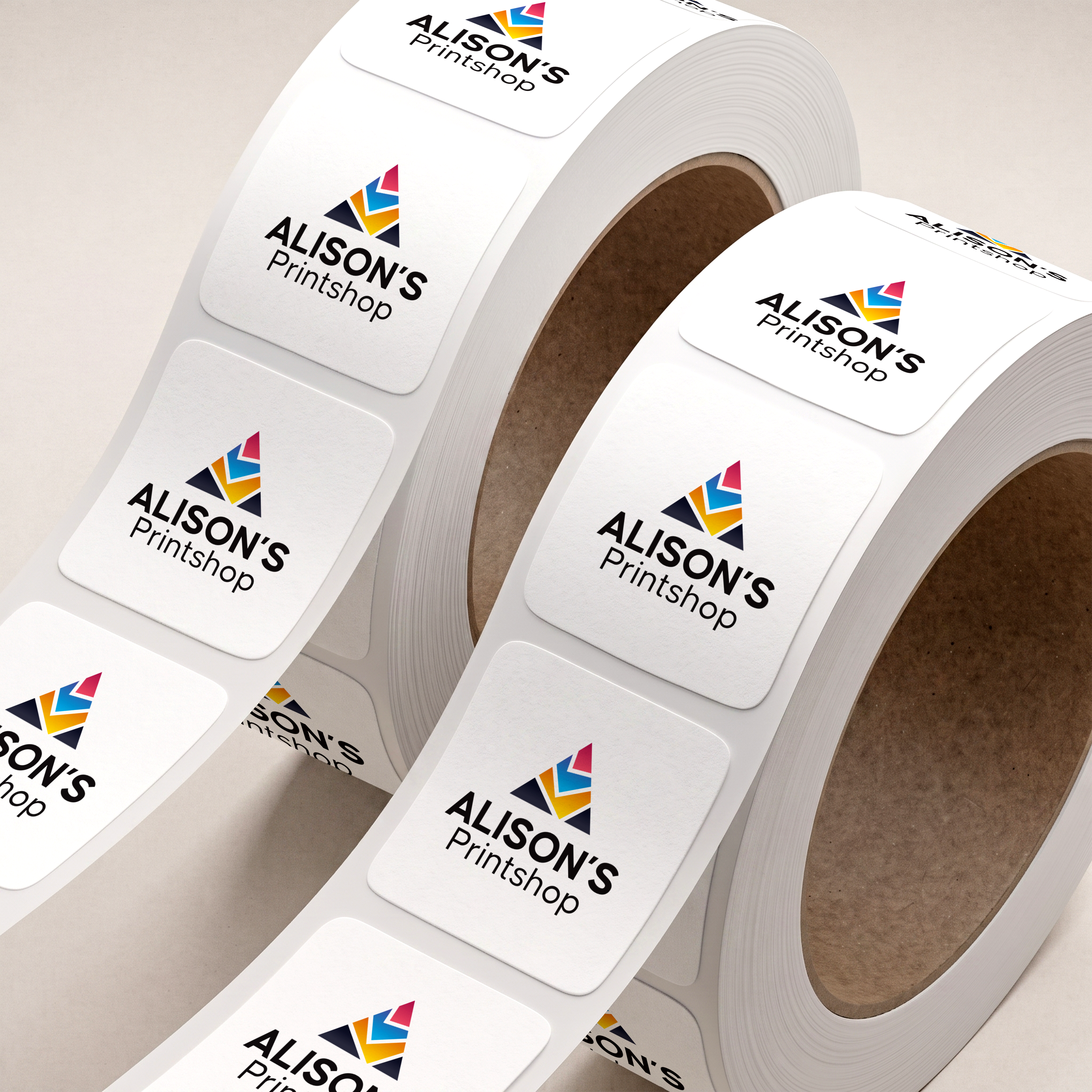 Custom matte HPI sticker rolls with moisture- and cold-resistant adhesive for refrigerated foods, craft beverages, and dairy packaging, produced by Alison's Printshop in Mahwah, NJ.